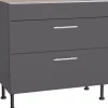 Optifit Küchen-Unterschrank mit 2 Auszügen Ingvar420 90 cm Anthrazit Matt