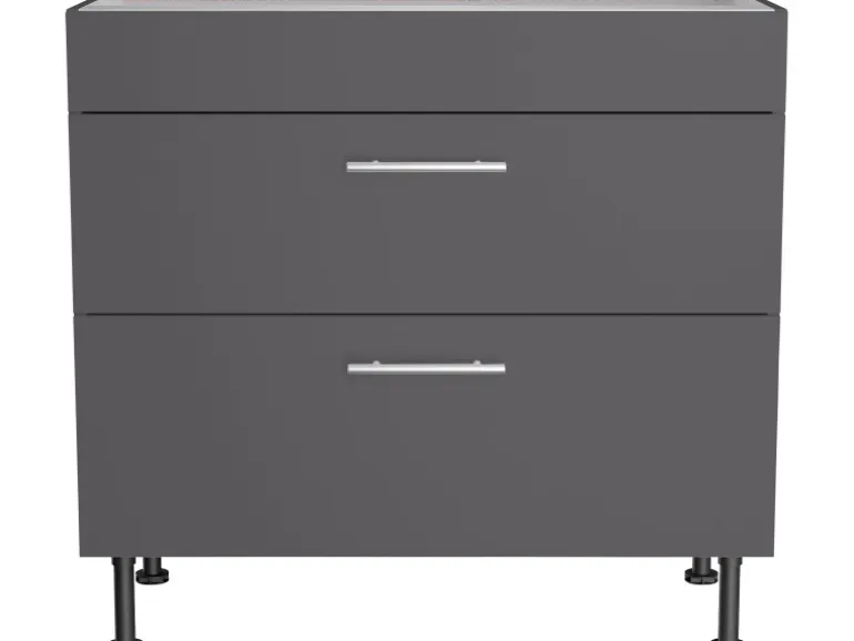 Optifit Küchen-Unterschrank mit 2 Auszügen Ingvar420 90 cm Anthrazit Matt