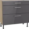 Optifit Küchen-Unterschrank mit 3 Auszügen Jonte984 90 cm Anthrazit-Wildeiche