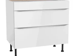Optifit Küchen-Unterschrank mit 2 Auszügen Arvid986 90 cm x 87 cm x 58,4 cm Weiß