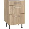 Optifit Küchen-Unterschrank mit 3 Auszügen Erik290 50x87x58,4cm WildEiche