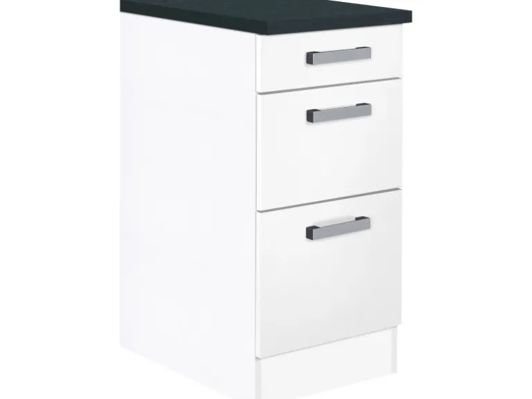 Optifit Küchen-Unterschrank mit 3 Auszügen Salo214 40 cm x 84,8 cm x 60 cm Weiß