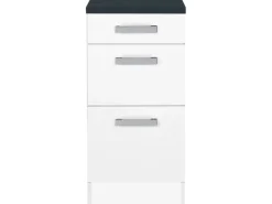 Optifit Küchen-Unterschrank mit 3 Auszügen Salo214 40 cm x 84,8 cm x 60 cm Weiß