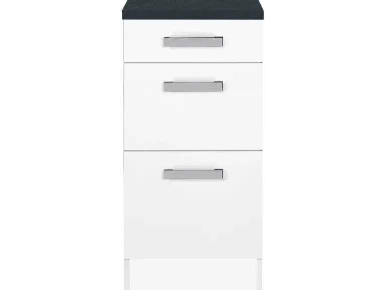 Optifit Küchen-Unterschrank mit 3 Auszügen Salo214 40 cm x 84,8 cm x 60 cm Weiß