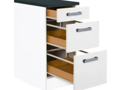 Optifit Küchen-Unterschrank mit 3 Auszügen Salo214 40 cm x 84,8 cm x 60 cm Weiß