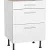 Optifit Küchen-Unterschrank mit 3 Auszügen Bengt932 60 cm x 87 cm x 58,4 cm Weiß