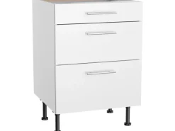 Optifit Küchen-Unterschrank mit 3 Auszügen Bengt932 60 cm x 87 cm x 58,4 cm Weiß