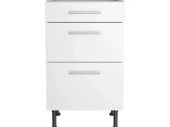 Optifit Küchen-Unterschrank mit 3 Auszügen Bengt932 50 cm x 87 cm x 58,4 cm Weiß