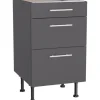 Optifit Küchen-Unterschrank mit 3 Auszügen Ingvar420 50 cm Anthrazit Matt