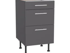 Optifit Küchen-Unterschrank mit 3 Auszügen Ingvar420 50 cm Anthrazit Matt