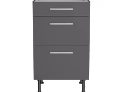 Optifit Küchen-Unterschrank mit 3 Auszügen Ingvar420 50 cm Anthrazit Matt