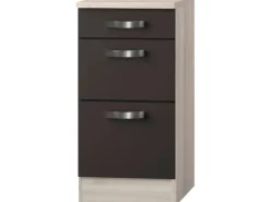 Optifit Küchen-Unterschrank mit 3 Auszügen Faro220 40 cm Anthrazit-Braun