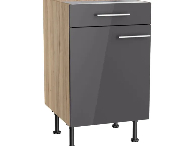 Optifit Küchen-Unterschrank Jonte984 50 cm x 87 cm x 58,4 cm Anthrazit-Wildeiche