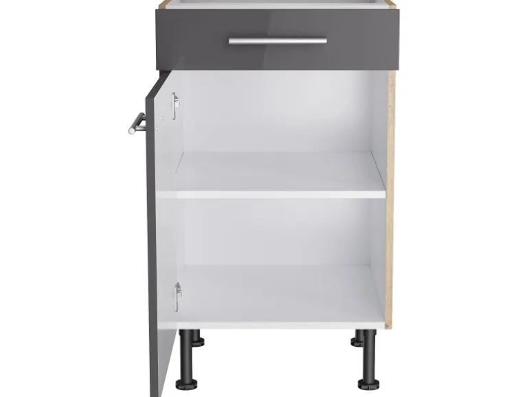 Optifit Küchen-Unterschrank Jonte984 50 cm x 87 cm x 58,4 cm Anthrazit-Wildeiche