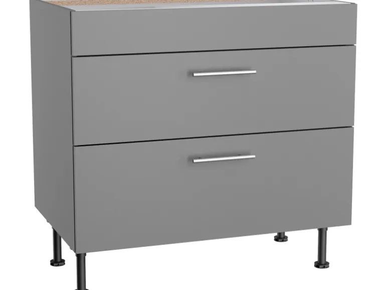 Optifit Küchen-Unterschrank mit 2 Auszügen Mats825 60cmx87cmx58,4cm Basaltgrau