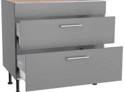 Optifit Küchen-Unterschrank mit 2 Auszügen Mats825 60cmx87cmx58,4cm Basaltgrau