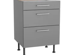 Optifit Küchen-Unterschrank mit 3 Auszügen Mats825 60cmx87cmx58,4cm Basaltgrau
