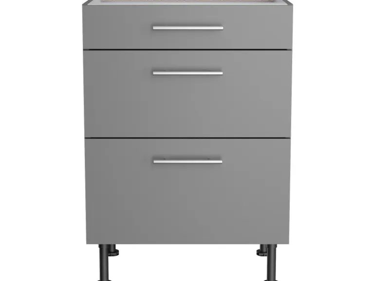 Optifit Küchen-Unterschrank mit 3 Auszügen Mats825 60cmx87cmx58,4cm Basaltgrau