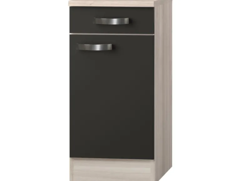 Optifit Küchen-Unterschrank Faro220 40 cm x 84,8 cm x 60 cm Anthrazit-Braun