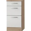 Optifit Küchen-Unterschrank mit 3 Auszügen Dakar286 40x84,6x60cm Weiß-Eiche