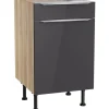 Optifit Küchen-Unterschrank Linus984 50 cm x 87 cm x 58,4 cm Anthrazit-Wildeiche