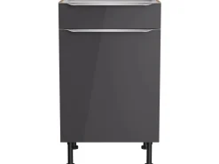 Optifit Küchen-Unterschrank Linus984 50 cm x 87 cm x 58,4 cm Anthrazit-Wildeiche