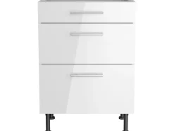 Optifit Küchen-Unterschrank mit 3 Auszügen Rurik986 60 cm x 87 cm x 58,4 cm Weiß