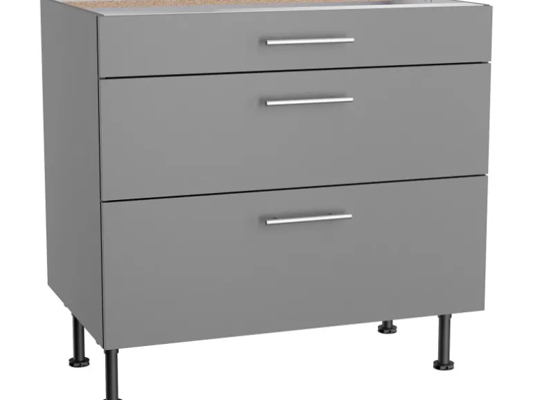 Optifit Küchen-Unterschrank mit 3 Auszügen Mats825 90cmx87cmx58,4cm Basaltgrau