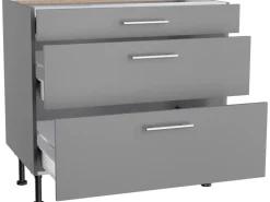 Optifit Küchen-Unterschrank mit 3 Auszügen Mats825 90cmx87cmx58,4cm Basaltgrau
