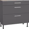 Optifit Küchen-Unterschrank mit 3 Auszügen Ingvar420 90 cm Anthrazit Matt
