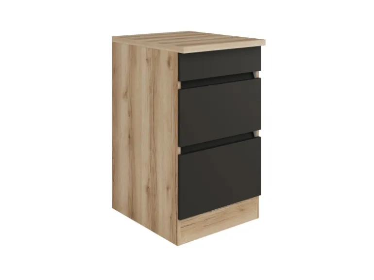 Optifit Küchen-Unterschrank mit Auszügen 50x88x60cm Noah420 Anthra. WildEiche NB