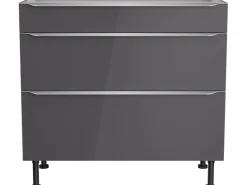 Optifit Küchen-Unterschrank mit 3 Auszügen Linus984 90 cm Anthrazit-Wildeiche