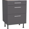 Optifit Küchen-Unterschrank mit 3 Auszügen Ingvar420 60 cm Anthrazit Matt