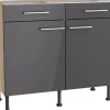 Optifit Küchen-Unterschrank Jonte984 100cm x 87cm x 58,4cm Anthrazit-Wildeiche