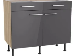 Optifit Küchen-Unterschrank Jonte984 100cm x 87cm x 58,4cm Anthrazit-Wildeiche