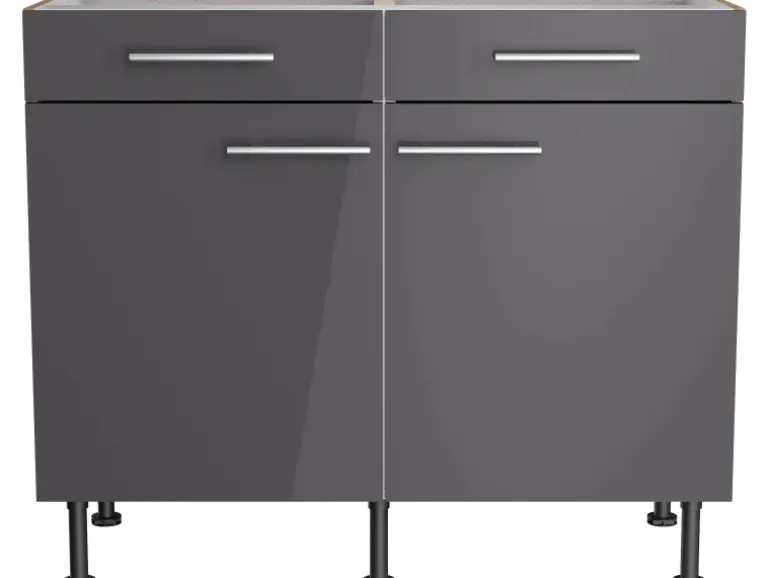 Optifit Küchen-Unterschrank Jonte984 100cm x 87cm x 58,4cm Anthrazit-Wildeiche
