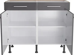Optifit Küchen-Unterschrank Jonte984 100cm x 87cm x 58,4cm Anthrazit-Wildeiche