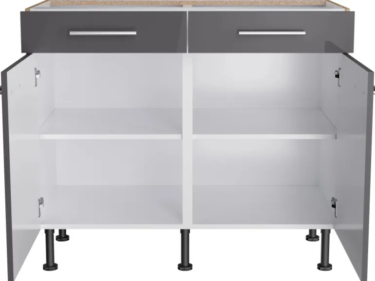 Optifit Küchen-Unterschrank Jonte984 100cm x 87cm x 58,4cm Anthrazit-Wildeiche