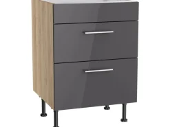 Optifit Küchen-Unterschrank für Kochfeld Jonte984 60 cm Anthrazit-Wildeiche