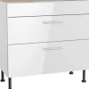 Optifit Küchen-Unterschrank mit 2 Auszügen Rurik986 90 cm x 87 cm x 58,4 cm Weiß