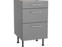 Optifit Küchen-Unterschrank mit 3 Auszügen Mats825 50cmx87cmx58,4cm Basaltgrau