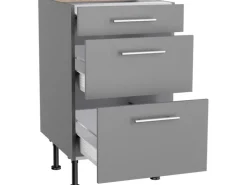 Optifit Küchen-Unterschrank mit 3 Auszügen Mats825 50cmx87cmx58,4cm Basaltgrau