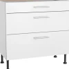 Optifit Küchen-Unterschrank mit 3 Auszügen Bengt932 90 cm x 87 cm x 58,4 cm Weiß
