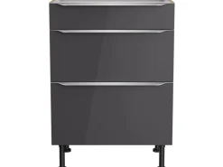 Optifit Küchen-Unterschrank mit 3 Auszügen Linus984 60 cm Anthrazit-Wildeiche