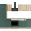 Optifit Küchenzeile KPLS 2702-9+ Liv.290/Sav.405 Wildeiche Nb./Steingrün 270cm