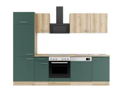 Optifit Küchenzeile KPLS 2702-9+ Liv.290/Sav.405 Wildeiche Nb./Steingrün 270cm