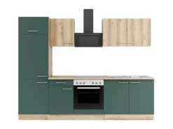 Optifit Küchenzeile KPLS 2711-9+ Liv.290/Sav.405 Wildeiche Nb./Steingrün 270cm