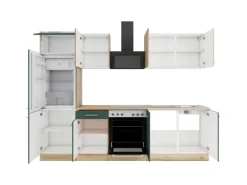 Optifit Küchenzeile KPLS 2711-9+ Liv.290/Sav.405 Wildeiche Nb./Steingrün 270cm
