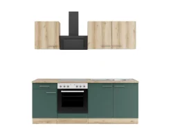 Optifit Küchenzeile KPLS 2136-9+ Liv.290/Sav.405 Wildeiche Nb./Steingrün 210cm