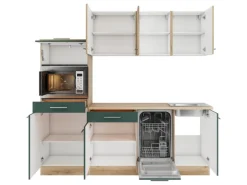 Optifit Küchenzeile KPLS 2181-9+ Liv.290/Sav.405 Wildeiche Nb./Steingrün 210cm